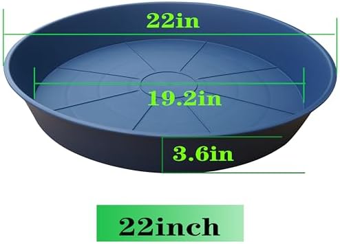 3 Pack of 20 22 inch Plant Saucer (19.2 Inch Base), 3.6" Depth Tray, Large Deep Garden Plastic Flower Planter Plant Trays for Indoors Outdoor Bath Bath (22", Blue) - Image 2