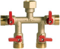 HQMPC Hose Splitter – Heavy-Duty Brass Garden Faucet Connector Garden Hose Splitter 4 Way 3/4" GHT Thread Red Handle by HQMPC