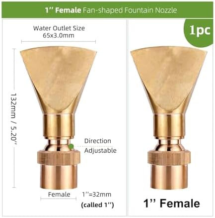 2pc Adjustable Brass Fan-Shaped Fountain Nozzle - 1/2", 3/4", 1", 1.5", 2" Threaded Interface for Garden Water Features(1 inch female) - Image 3