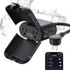 ELEGRP PQR21 Outdoor Smart Dimmer Plug Waterproof IP66, Smart WiFi Plug with 2 Individually Sockets, Compatible with Alexa & Google Assistant, Outdoor Dimmer for String Lights, UL Listed, 1 Pack by ELEGRP%7CELEGROUP
