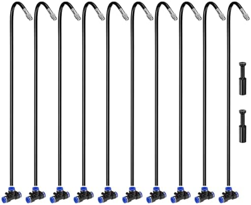 M METERXITY 1-Set Brass Misting Nozzles Tees, 20in/50cm Tube Len 3-in-1(Dripping, Spraying, Shutoff) Adjustable Copper Water Misters Sprayer for 0.31"/8mm Tubing Irrigation [Silver Tone/Black] by MMETERXITY