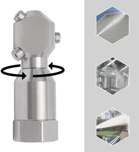 3/4" Portable Rotary Cleaning Nozzle with 3 Jet, Head Internal Thread Washing Nozzle 360° Rotating Stainless Steel Washing Spray Nozzle for Indoor/Outdoor Cleanings (1/2" Internal Thread) - Image 7