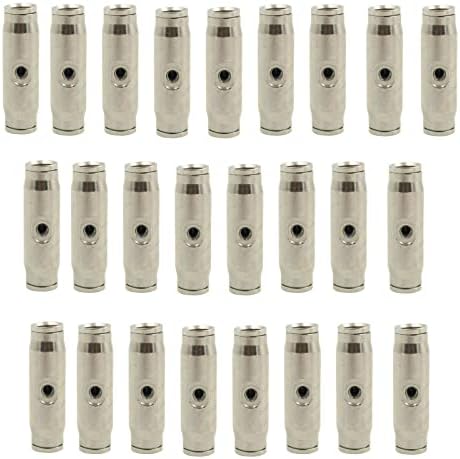 25pcs Nickel Plated Brass Push to Connect Fitting For High Pressure Up to1740 psi Misting System, Misting Coupling Slip Lock (One Hole), 3/8" Tube OD, Straight Union by Legines