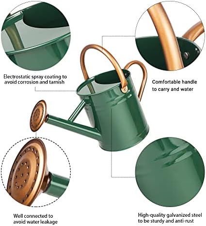 Metal Watering Can with Removable Spout, Galvanized Steel Plants Water Can for Women, Men and Kids' Outdoor or Indoor Gardening - Nice Flower Watering Pot Gift & Decoration (Green, 0.6 Gallon) - Image 3
