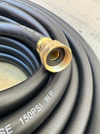 100 ft x 5/8" Hybrid Garden Hose Black Rubber Water Hose Female 3/4" Brass Fits - Image 3
