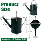 LONGRUN 1.7 Gallon Metal Watering Can for Plants and Garden with Galvanized Iron Removable Spout and Handle, Green - Image 2