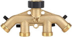 4 Way Brass Hose Splitter, Brass Tap Connector with 4 Independent Shut Off Valves, 3 Inch Garden Hose Adapter for Watering Lawns Flowerbeds Vegetable Beds (#1) - Image 4