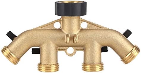 4 Way Brass Hose Splitter, Brass Tap Connector with 4 Independent Shut Off Valves, 3 Inch Garden Hose Adapter for Watering Lawns Flowerbeds Vegetable Beds (#1) - Image 4