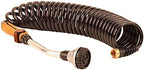 Hose Kit: 3/8" ID x 25' HP Quality Coiled Hose (Charcoal Gray) with Cork Handle 8-Pattern Watering Wand by OlmstedForgeGardenTools