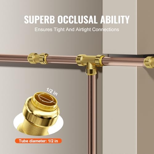 VEVOR Brass Pipe Fittings Push-Fit,Straight-Through,1/2" 12PCS - Image 6