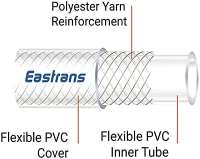 EASTRANS 5/8" ID x 25ft High Pressure Braided Tubing Clear Vinyl Hose - Image 4