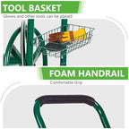 FDW Garden Hose Reel Cart, Water Hose Cart with 4 Wheels, Hold Up to 300 ft of 5/8’’ Hose，Heavy Duty Powder-Coated Steel Planting with Storage Basket, for Garden, Yard and Lawn - Image 6