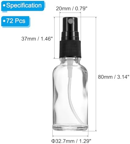PATIKIL 1oz Glass Spray Bottles, 72pcs Nozzle Leak Proof Empty Water Mist Stream Sprayer for Cleaning Solutions Plants Hair, Clear Black - Image 2