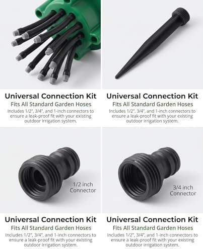 360° Rotating Garden Sprinkler for Yard & Lawn, 12 Adjustable Nozzle Irrigation Sprayer with 1/2”, 3/4” & 1” Connectors, Heavy Duty Spike Base for Large Area Garden Watering (4) - Image 5