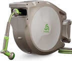 PINWHEEL 5/8in 100FT Retractable Garden Hose Reel, Automatic Retractable Hose with 10-Pattern Spray Nozzle, 180° Swivel Bracket, 3-Layer PVC Durable Water Hose for Yard Lawn Care (100 FT) by PinWheel