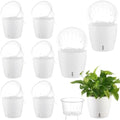 Self-Watering Pots for Indoor Plants, 8-Pack 6.7'' Self Watering Planter with Drainage Holes, Small African Violet Pots with Water Indicator, Clear Wick Pot, White by KvyusFlourish