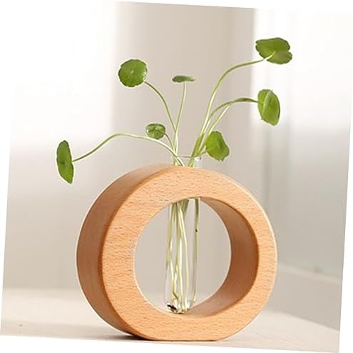 VOSAREA 4pcs Hydroponic Glass Test Tube Bud Vase with Wooden Rack Modern Desktop Flower Arrangement Holder for Home Decor Minimalist Design for Spaces Easy to Clean - Image 6