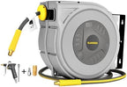 GLAHODEN Enclosed Retractable Air Hose Reel, 3/8 in x 80 Ft Hybrid Hose Air Compressor Hose Reel with 6 Ft Lead in Max 300 PSI Patented Design for Any Length Lock 180°Swivel Bracket Quick Coupler by GLAHODENDreamingHouse