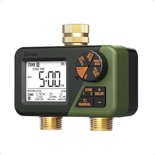 Diivoo Sprinkler Timer 2 Zone for Outdoor Watering, Garden Hose Timer by Diivoo