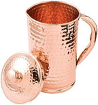100% Pure Copper Pitcher 50.72 Oz / 1500 ml | Drinking Water Traditional Hammered Pitcher With Lid | Copper Jug Handle Water Bottle | Ayurveda Health Benefits | Serving Water in Daily Use by 2activelife