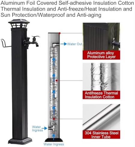Frost-Free Solar Light Water Column - Decorative Outdoor Faucet & Freestanding Hose Stand, Floor Mount Spigot, Stylish Garden Fixture for Curb Appeal & Convenience - Image 6