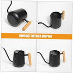 Stainless Steel Watering Can 1000ml Black with Long Spout - Image 6