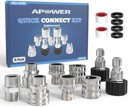 Pressure Washer Quick Connect Kit, M22-14mm to 3/8" Male Female by APOWER