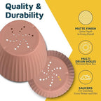 Pink 6-Inch Plant Pots with Drainage & Saucers 18 Pack, Indoor & Outdoor Planters for Houseplants, Herbs, and Flowers, Durable & Weatherproof Material, Stackable, Lightweight, Minimalist Design - Image 6