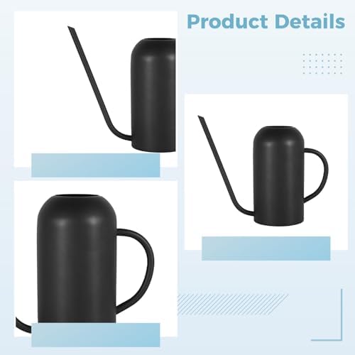 Indoor Plants Watering Can, Long Spout Design, 50.7 Fl Oz (1500 Ml) Stainless Steel, Vintage Look with Black Matte Finish, Precision Flow for Gardens - Image 2