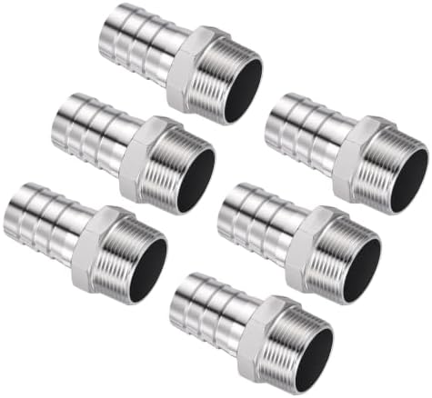 6pcs Stainless Steel Hose Barb Fittings 1-1/4"Barb to 1-1/4"NPT Male by Kozelo