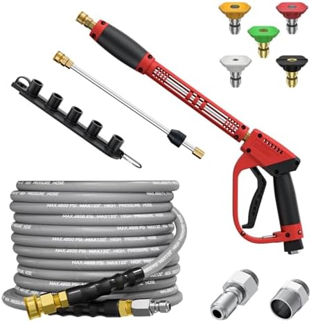 3/8’’ Pressure Washer Hose and Gun, 30’’ Extension Washer Wand by TechSweeppro