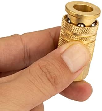 1/4 quick connect fittings,Industrial Air Coupling 10 Pcs, 1/4" Basic Flow Quick Connect Air Coupler, Brass Air Compressor Accessories Fitting,Hose Quick Connect Fitting - Image 2