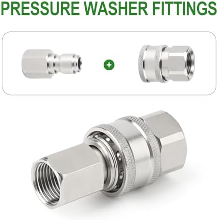 TAISHER 6PCS 304 Stainless Steel 3/8" Female NPT High Pressure Washer Quick Connect Coupler for Pressure Washing Gun Hose Accessories - Image 5