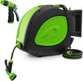 Retractable Garden Hose Reel 100 FT, 1/2 in 348 PSI High-Pressure Hybrid Hose, 36,000+ Auto Rewind Cycles, Any Length Lock, 15-Pattern Dual Nozzle, Wall Mount 180° Swivel by GAOLLY