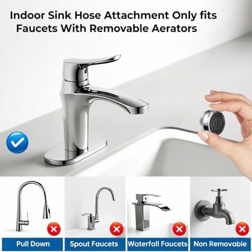 Indoor Sink Hose Attachment, 75FT Expandable Water Hose with 7 Faucet Adapters for Kitchen & Bathroom Faucets, Watering Plants, Pet Bathing and Household Cleaning - Image 3