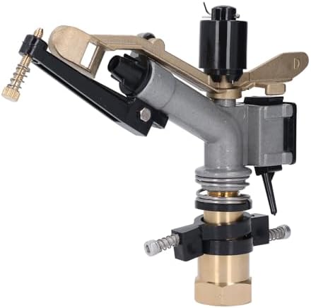 Brass Impact Sprinkler, DN25 1 Inch Heavy Duty Water Sprinkler Head Auto Rotating Large Area Misting Sprayer with Swing Arm Adjustable Agricultural Irrigation Sprayer for Yard Lawn by Unknown