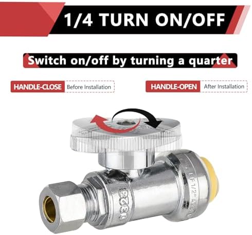 50Pcs EFIELD Straight Stop Valve,1/2"Push x3/8"Compression(PF-VALVE021-50) - Image 3
