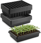 RooTrimmer 5 Pack Seedling Starter Trays No Holes and 5 Pack 54 Cell Seed Starter Trays Extra Deep 2.8" - Heavy Duty Plastic Nursery Trays for Seed Germination & Plant Propagation (5 Sets) by RooTrimmer