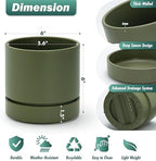 Phoenix Vine 6 Inch Planter Pot with Drainage Hole & Saucer, Deep Water Catch Tray, Straight Cylindrical Round Pot for Plants, Olive, Pack of 4, 23-D-S-4 - Image 3