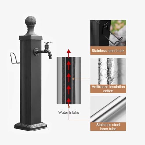 Outdoor Vintage Column Faucet, Freestanding Hose Holder, Vertical Garden Water Column, Yard Hydrant for Washing Cars and Watering(114cm/44.9in) - Image 3
