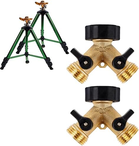 Biswing 2 Pack Impact Sprinkler & 2 Pack Garden Hose Splitter 2 Way by Biswing
