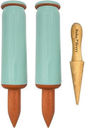 Terracotta Watering Spikes 2 Pack 17.5oz Capacity Plant Watering Devices Self Watering Spikes Large Plant Watering Globes Self Watering Planter Insert AcquaTerra with Root Dibber Installer by Unknown