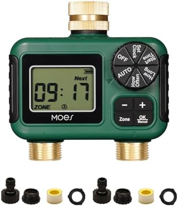 MOES 2 Zone Sprinkler Timer for Garden Hose,Brass Inlet &Outlet Water Timer by MOES