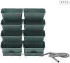 Vertical Wall Planter for Indoor Plant-Walls Mounted Pot with 2 Drainage Tray 8 Pack, 13 inch Dark Green for Decor, Plastic Pots Balcony Planters, Plants Hanging (8, Army Green) - Image 2