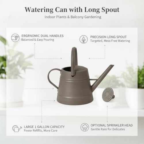 1 Gallon Plastic Watering Can with Long Spout for Indoor Plants, Balcony & Herb Gardens - Durable PP Pot Waterer - Image 4