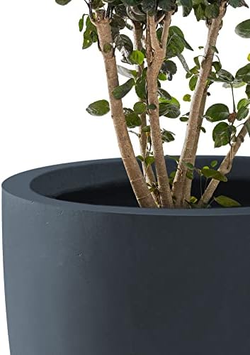 Kante Small Round Bowl Charcoal Concrete Planter 10" Dia, Outdoor - Image 3