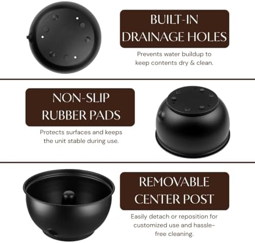 Monarch Abode Garden Hose Holder with Lid – Decorative Water Hose Holders for Outside, Smooth Metal Matte Black Pot with Drainage, 100ft Waterhose Holder for Outside, Garden Storage Caddy - Image 5