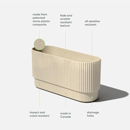 Veradek Demi Series Long Planter for Porch, Patio, Backyard | Durable Plastic-Concrete Material | Modern Décor for Shrubs, Flowers - Image 2