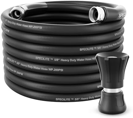 SPECILITE 5/8" Hot/Cold Garden Rubber Hose 75 ft with High Flow Nozzle by SPECILITE