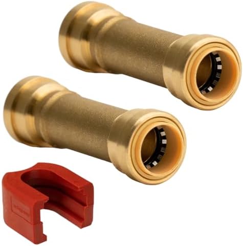 QuickFitting 3/4” x 3/4” Repair Coupling, Push to Connect Brass Plumbing Fitting, ASSE 1061 NSF 61/372 IAPMO Listed, for Copper, PEX, and CPVC, Pack of 2 by QuickFitting